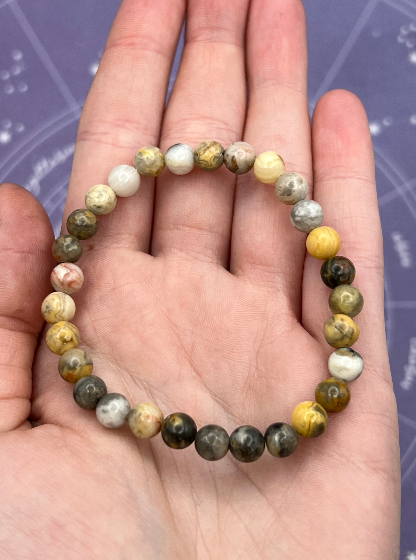 Crazy Lace Agate Gemstone Bead Stretch Bracelet