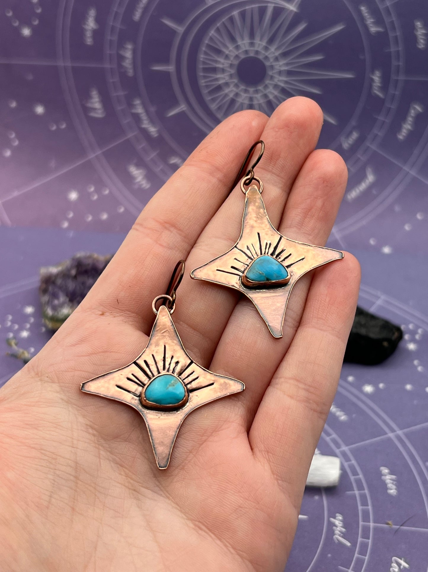 The Starburst Copper Turquoise Earrings