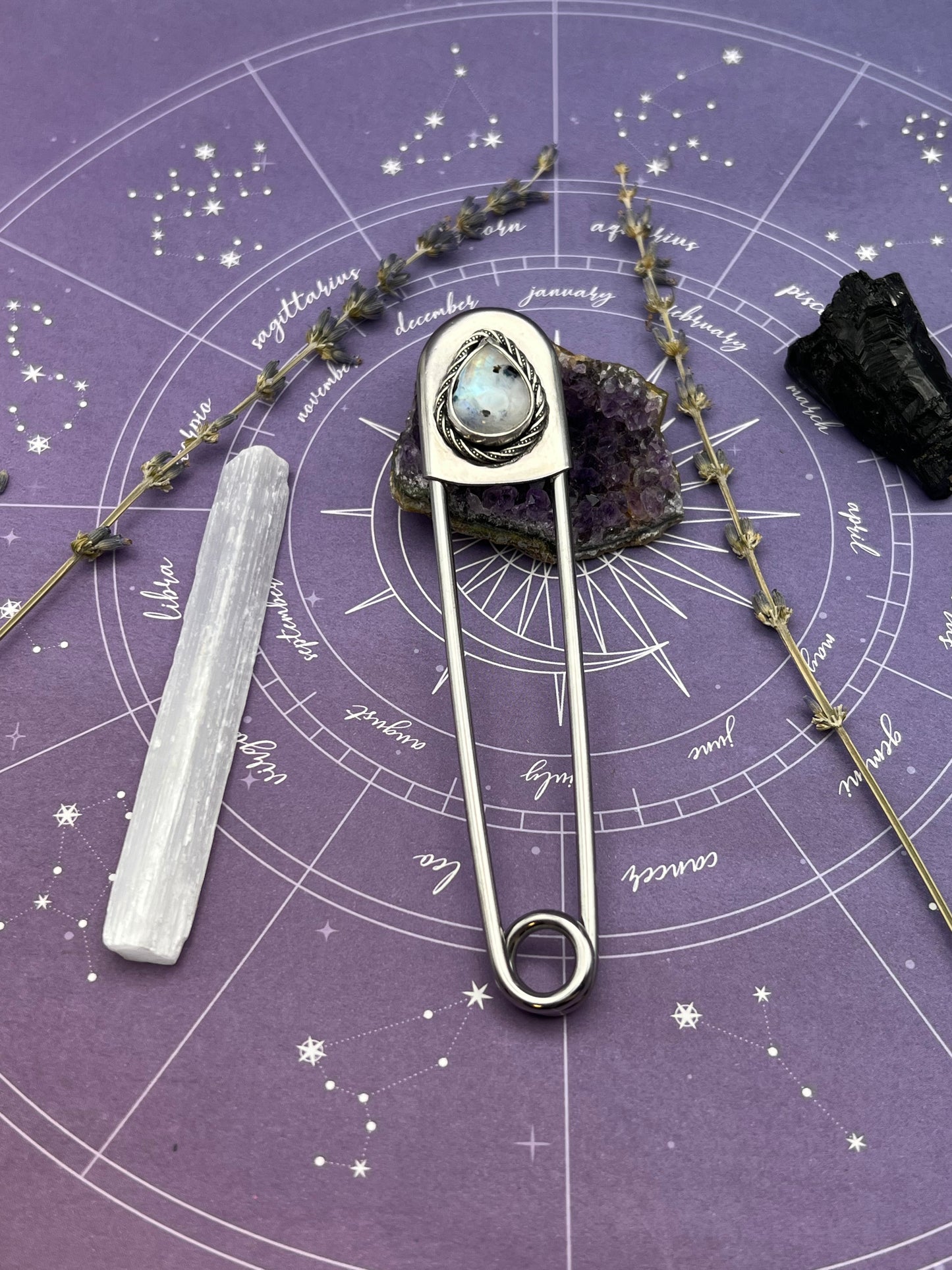 The Rainbow Moonstone Jumbo Safety Pin