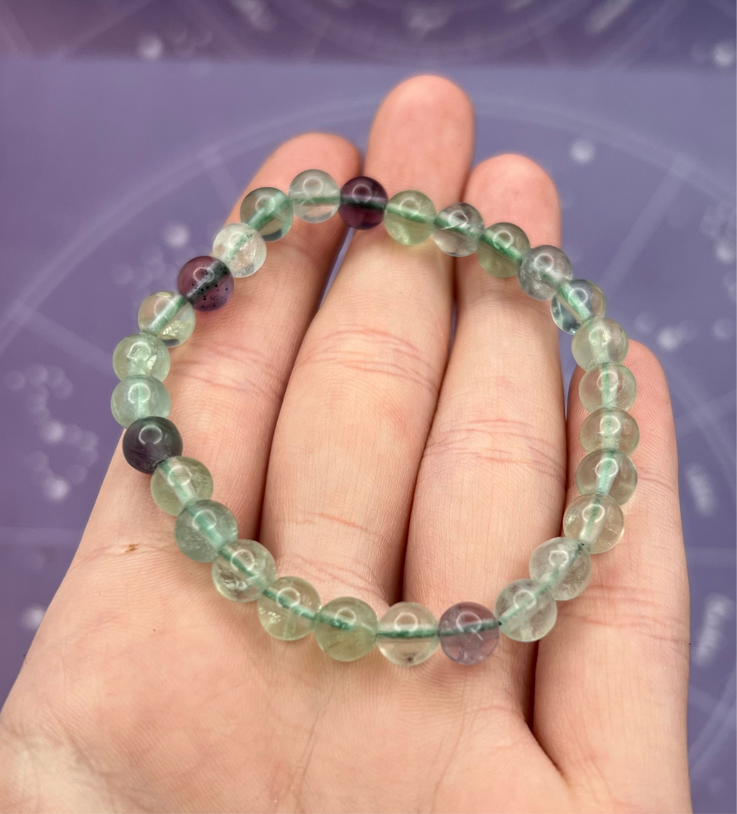 Fluorite Gemstone Bead Stretch Bracelet