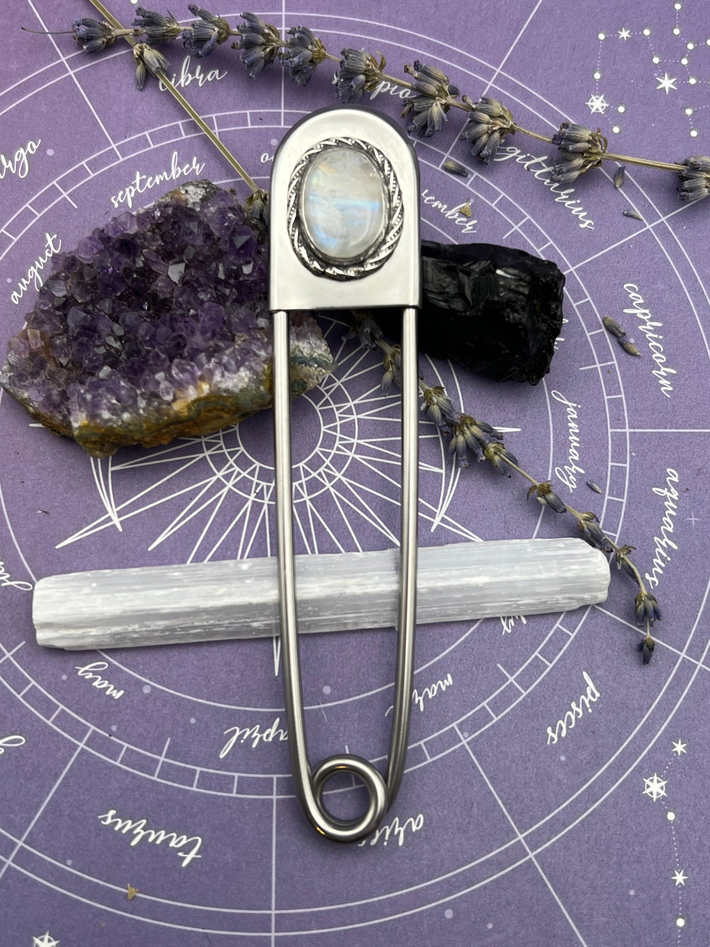 The Rainbow Moonstone Jumbo Safety Pin