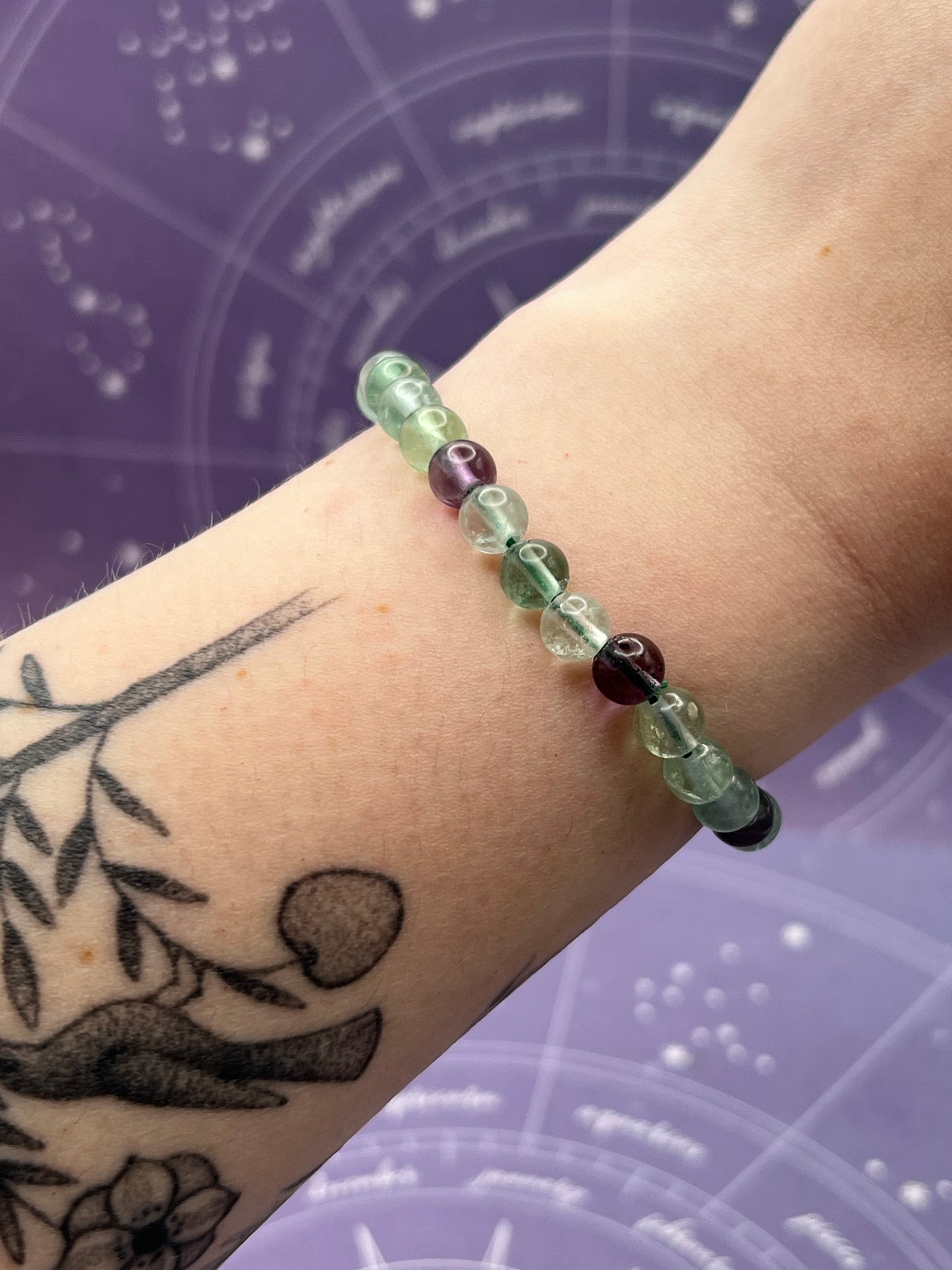 Fluorite Gemstone Bead Stretch Bracelet