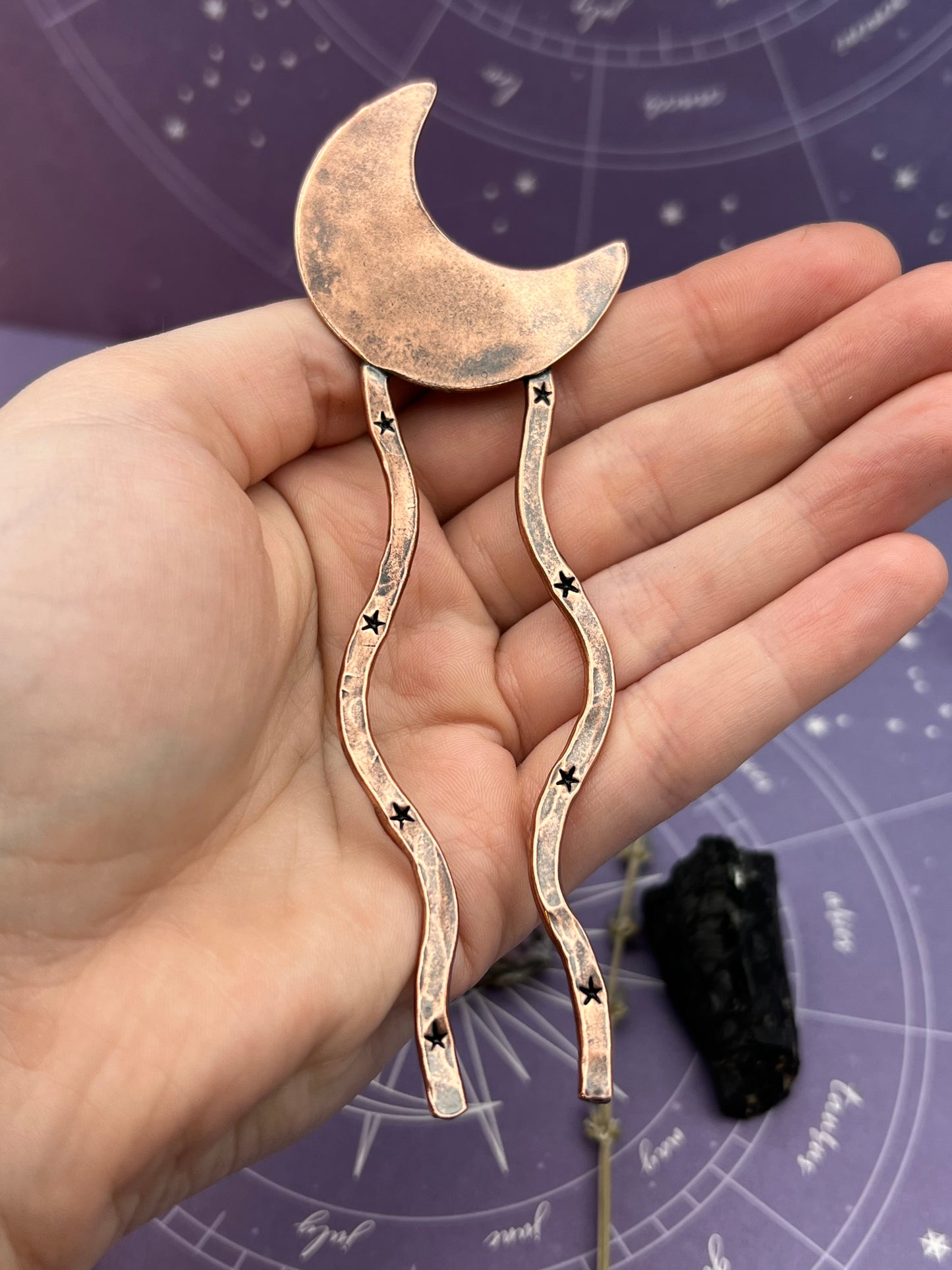 Crescent Moon Copper Hair Pin