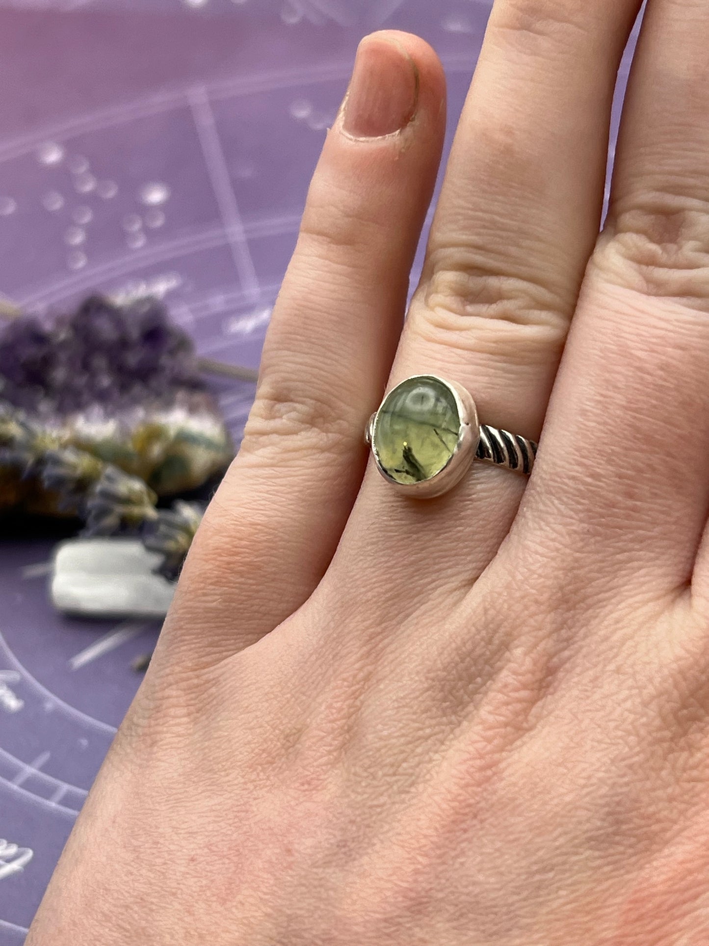 Sterling Prehnite Ring Size 7.5