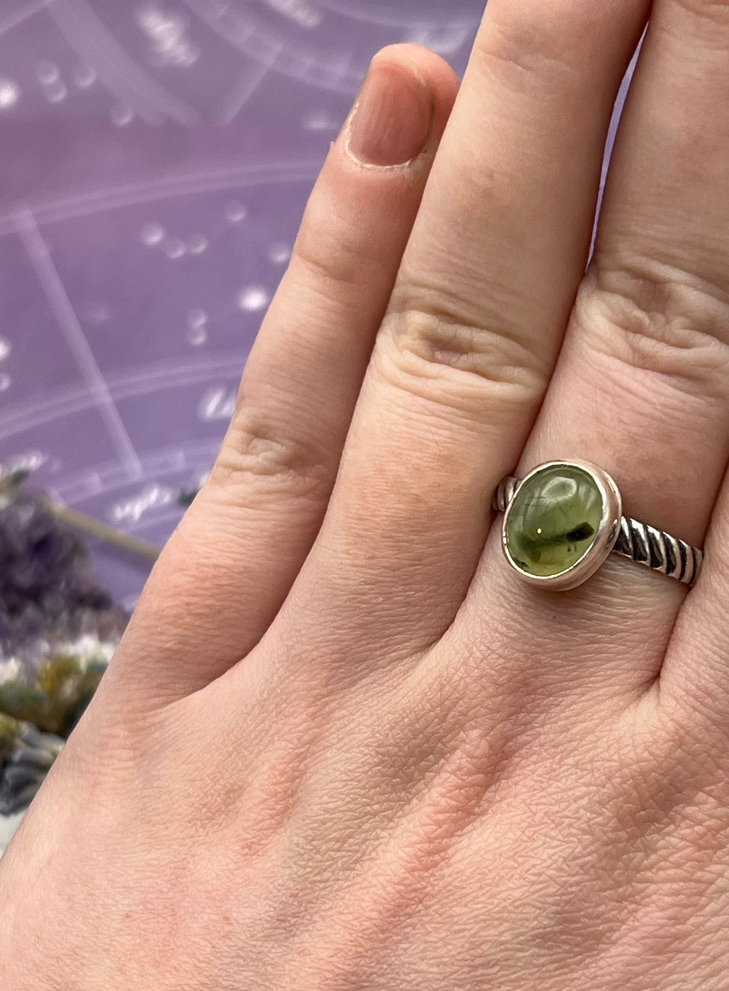 Sterling Prehnite Ring Size 9.5