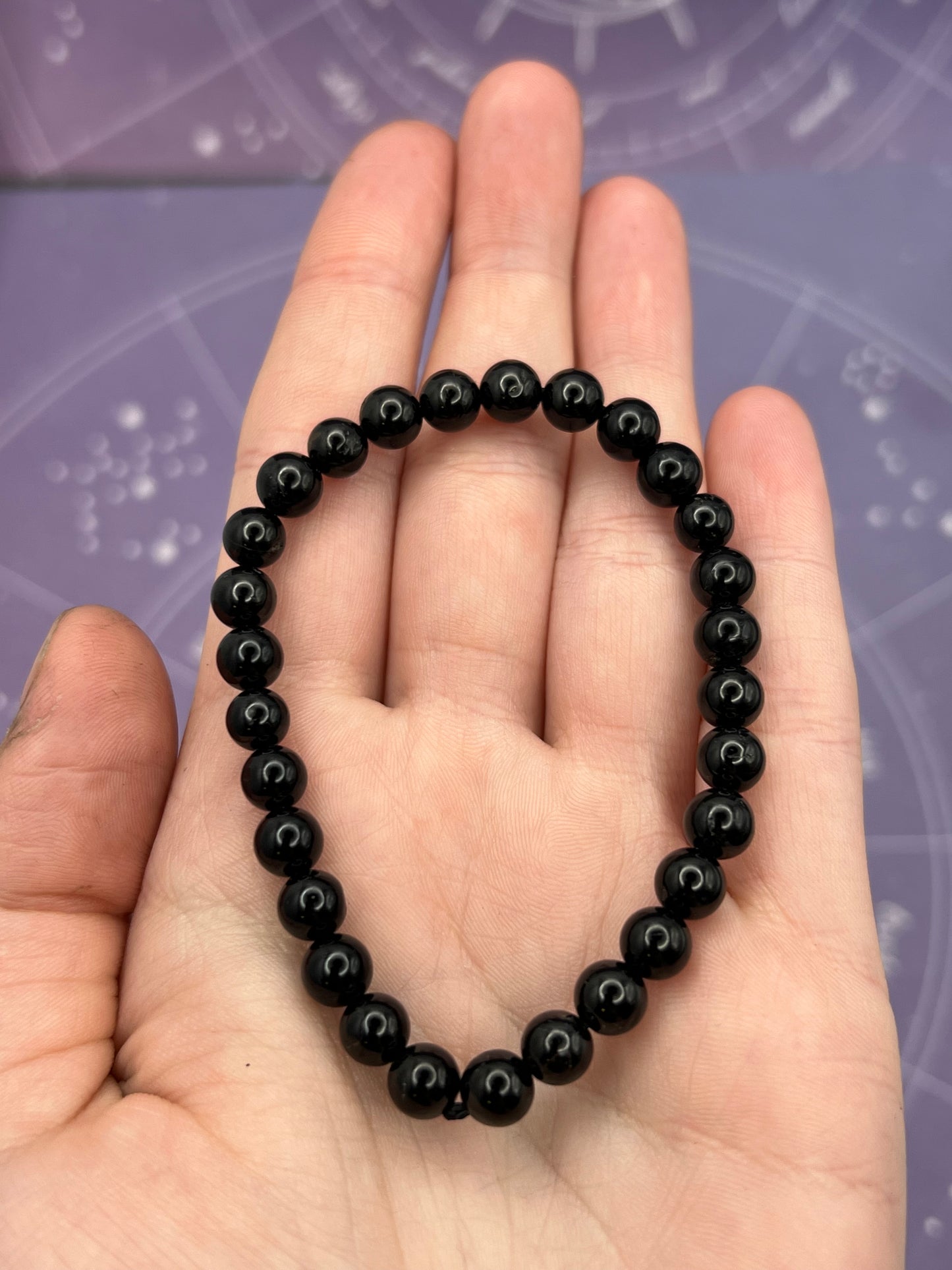Black Tourmaline Gemstone Bead Stretch Bracelet