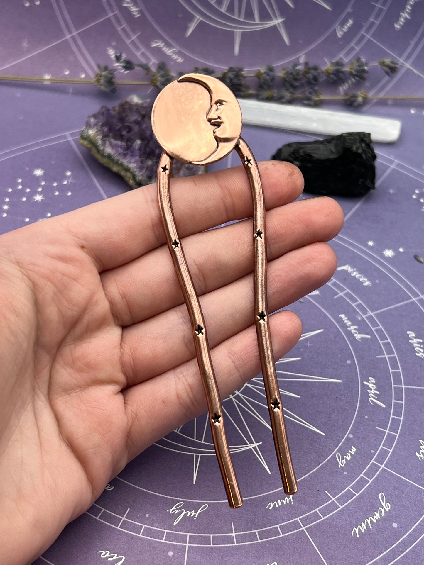 The Man in the Moon Copper Hair Pin