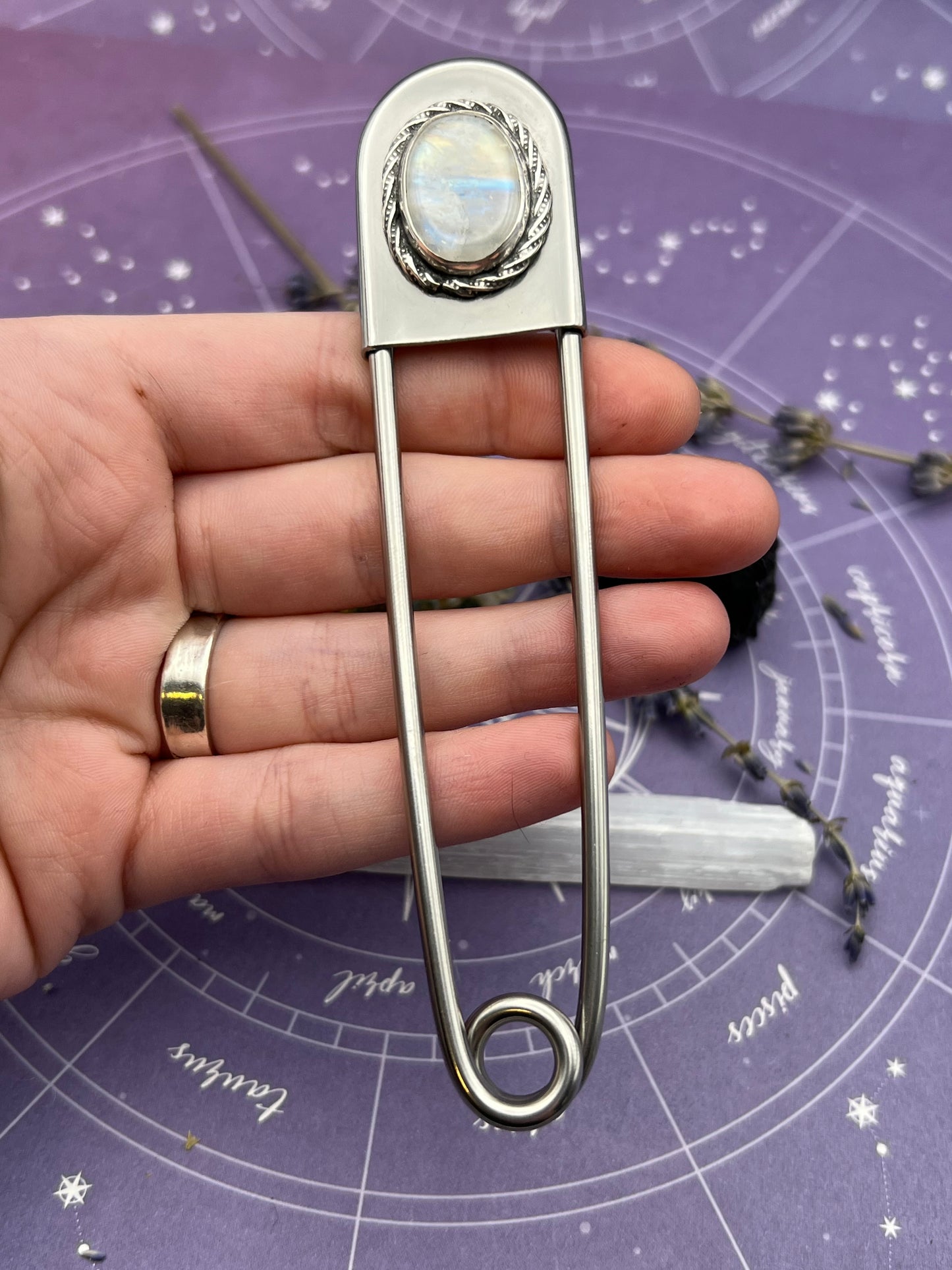 The Rainbow Moonstone Jumbo Safety Pin
