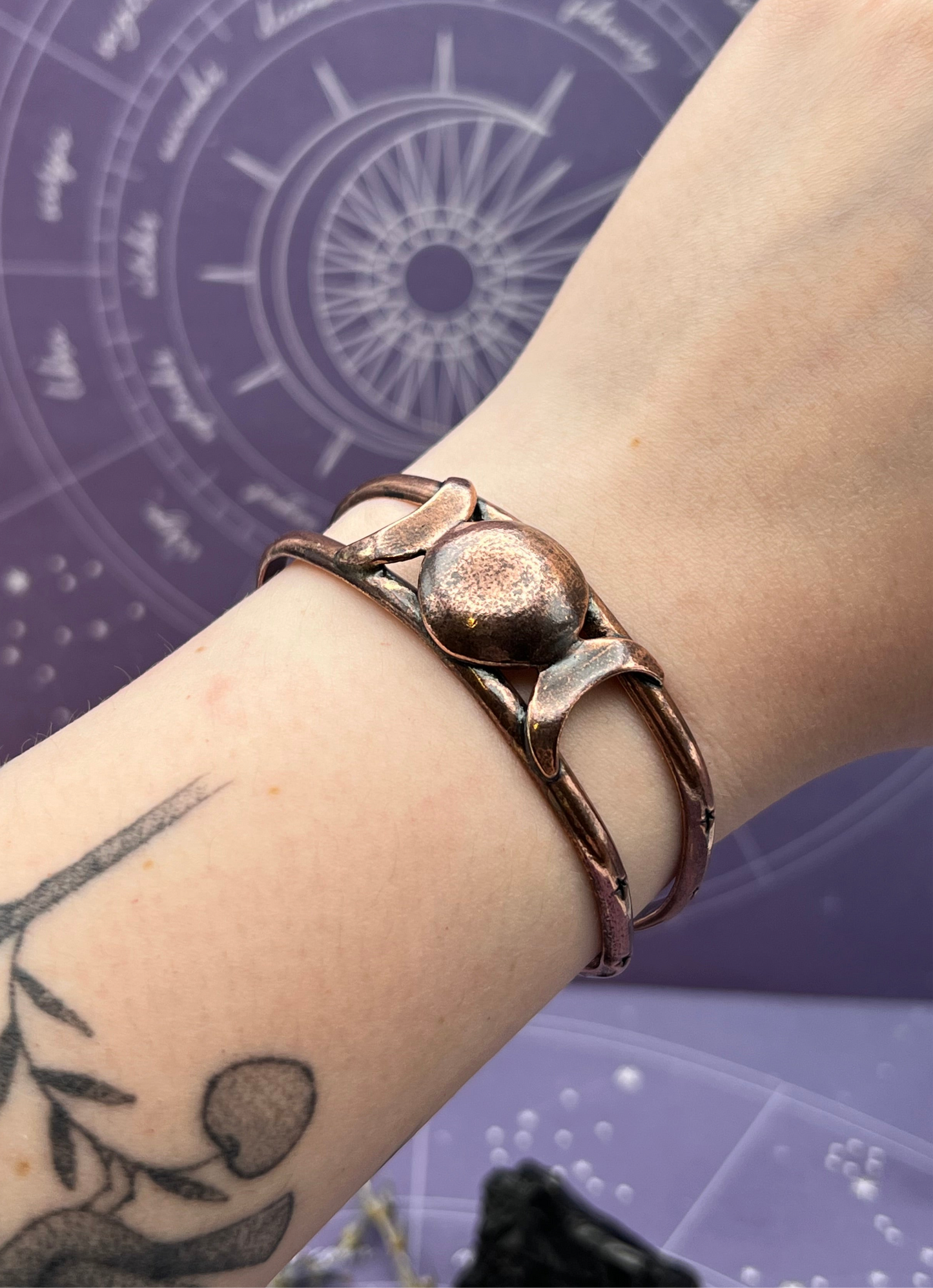 The Triple Moon Copper Cuff Bracelet
