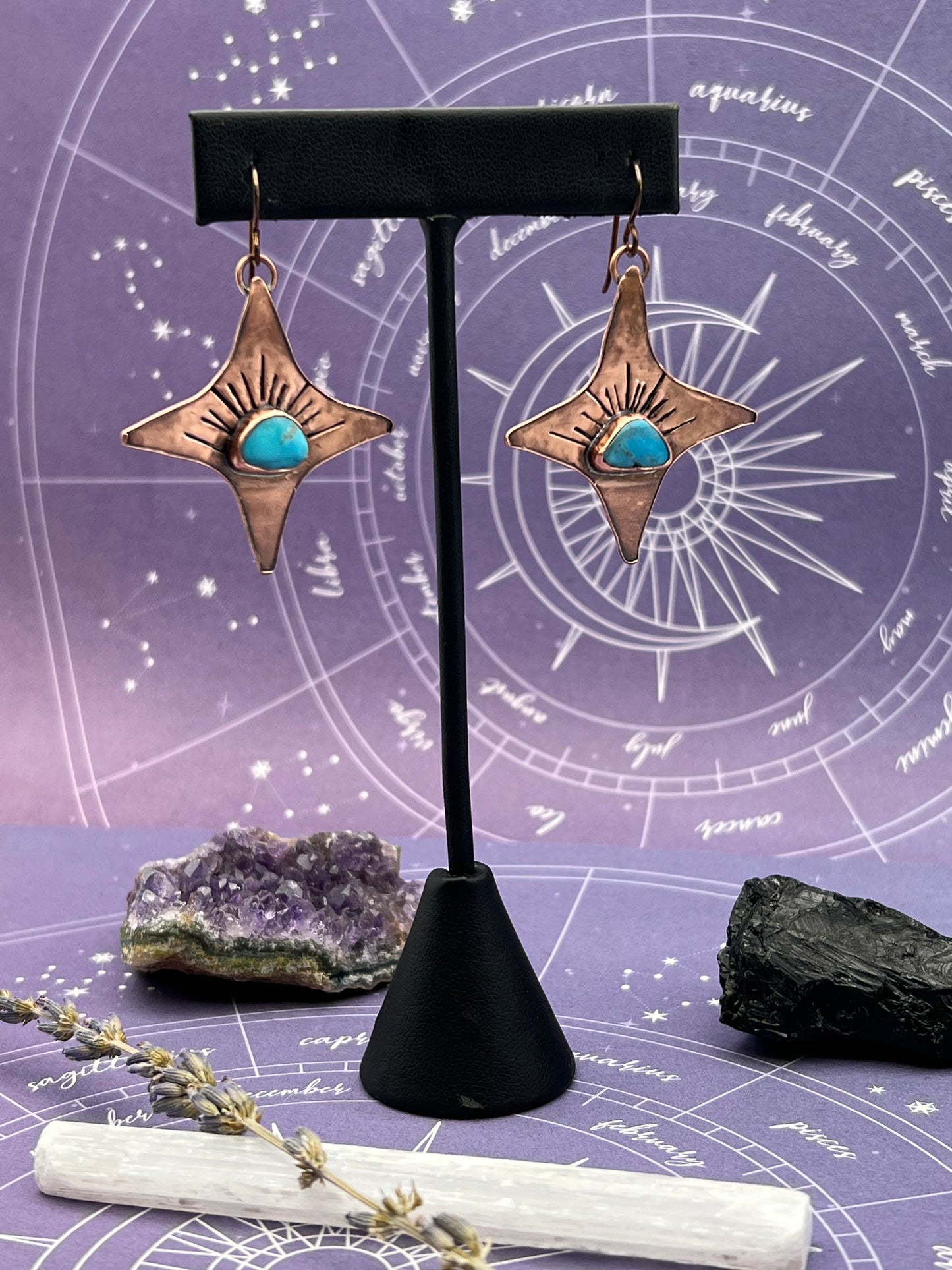 The Starburst Copper Turquoise Earrings
