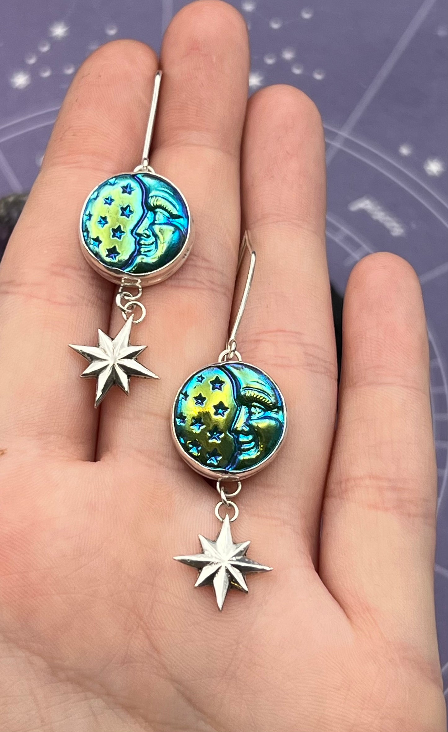 The Aurora Borealis Moon Earrings
