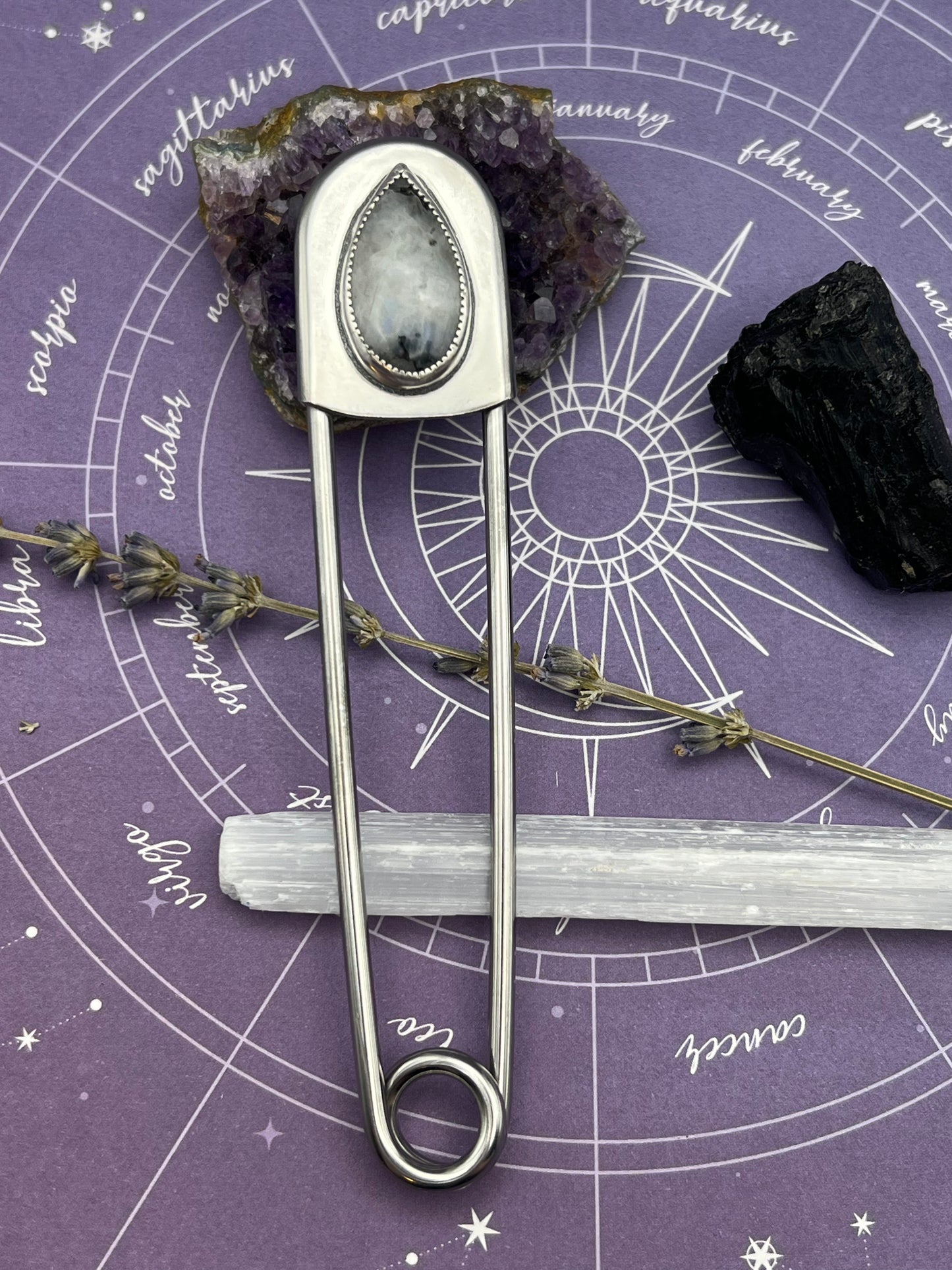 The Rainbow Moonstone Jumbo Safety Pin