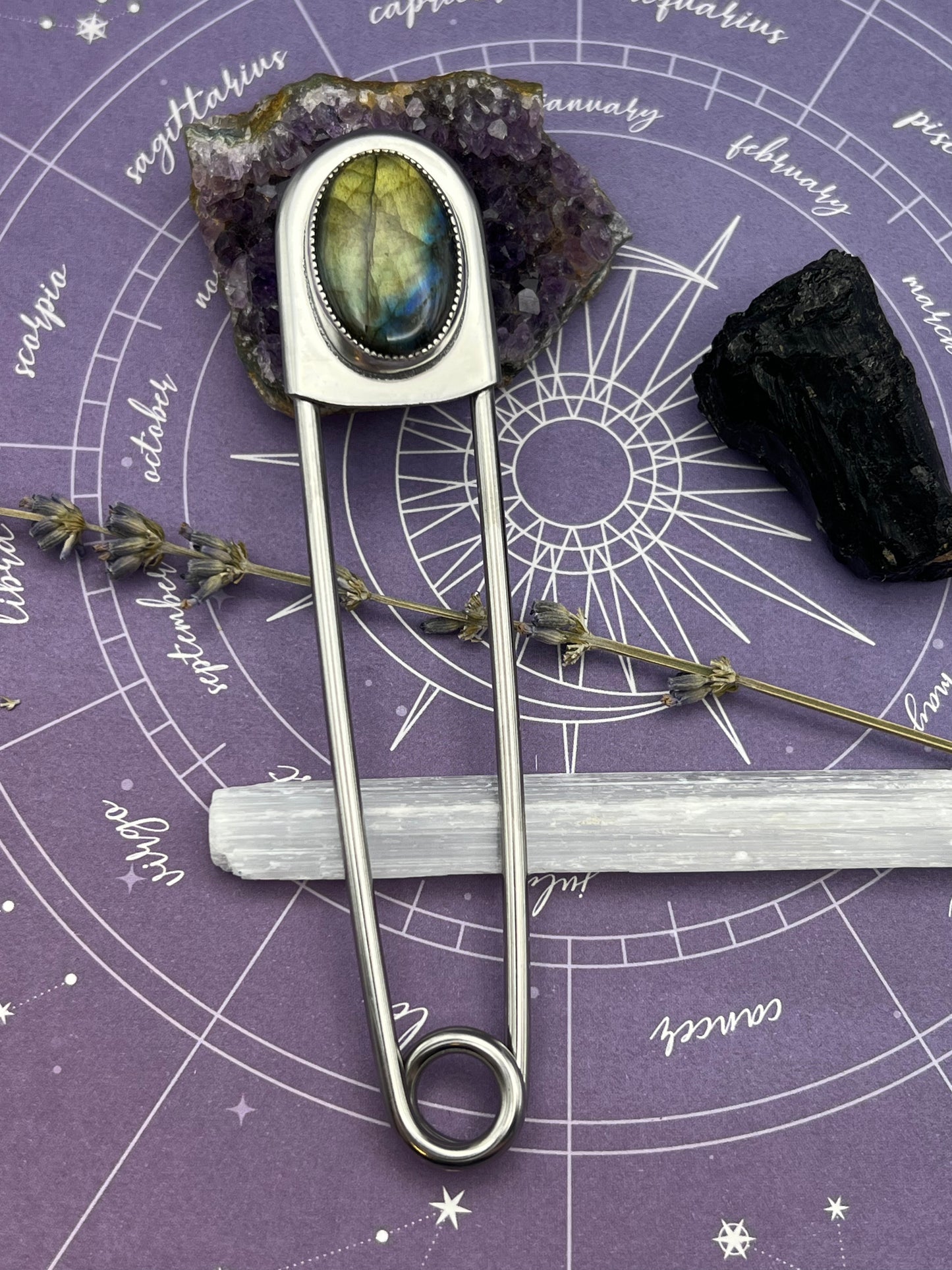 The Labradorite Jumbo Safety Pin
