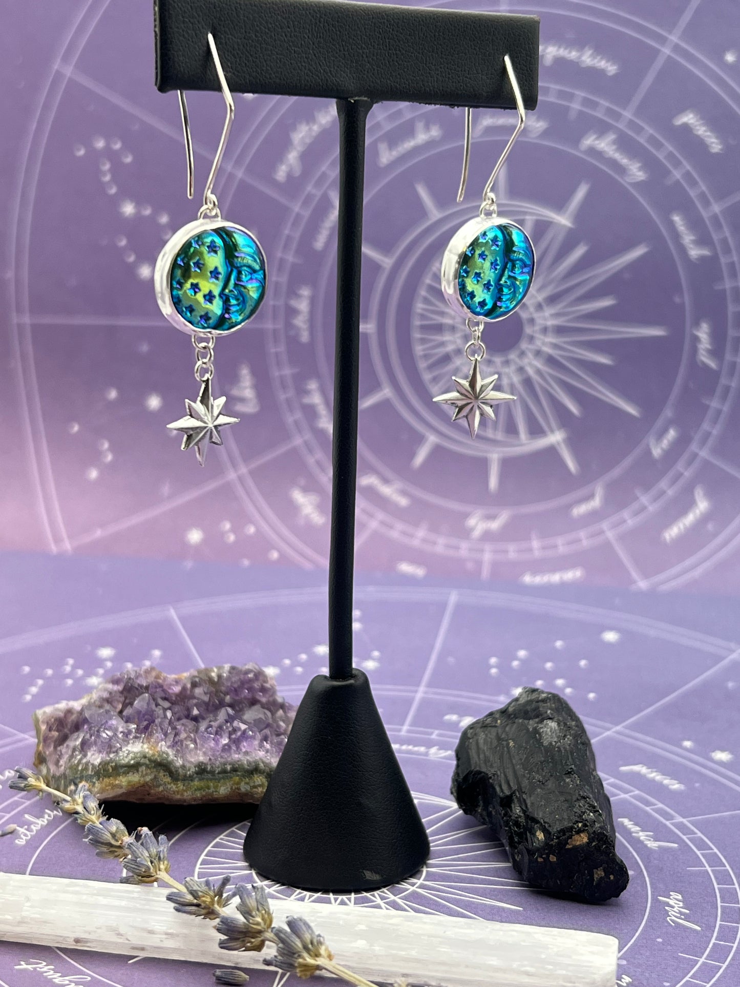 The Aurora Borealis Moon Earrings