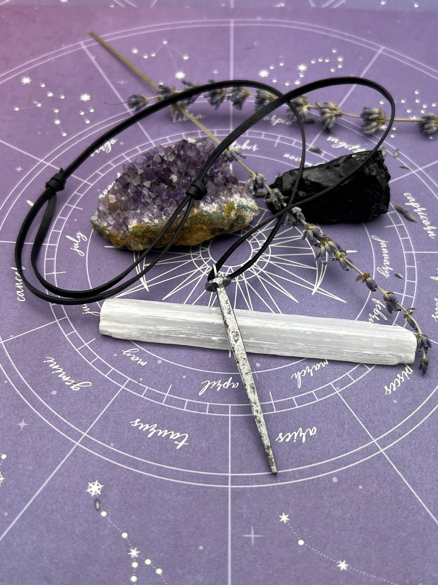 Antique Coffin Nail Leather Necklace