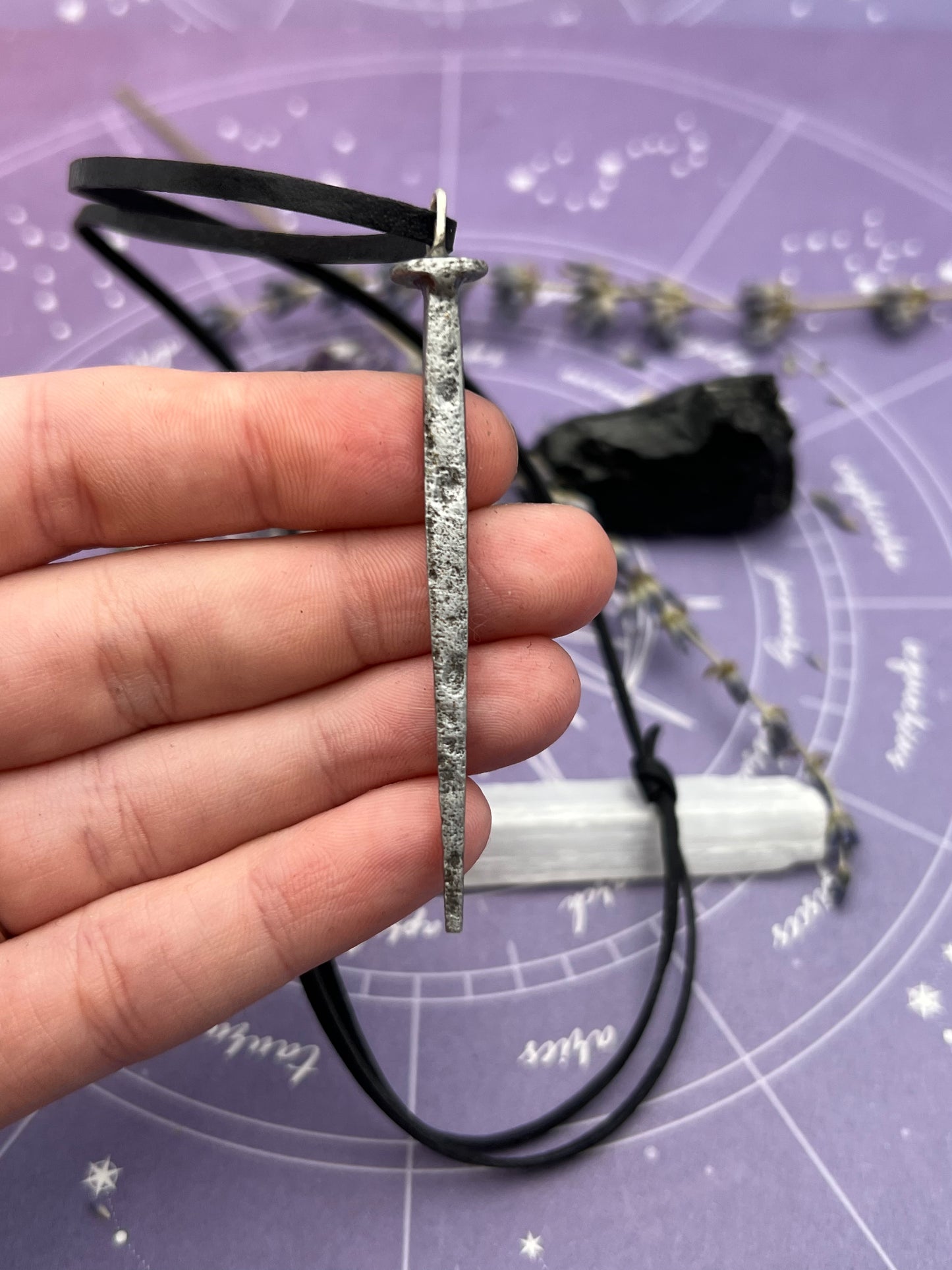 Antique Coffin Nail Leather Necklace