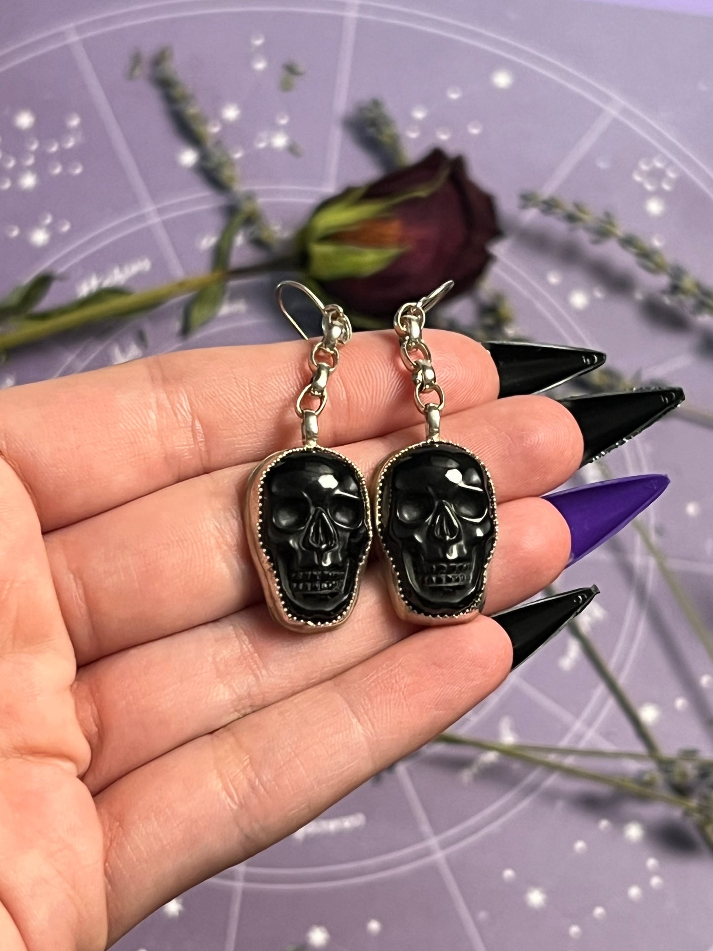 The Obsidian Skull Earrings