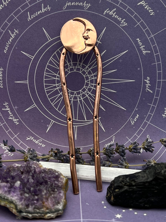 The Man in the Moon Copper Hair Pin