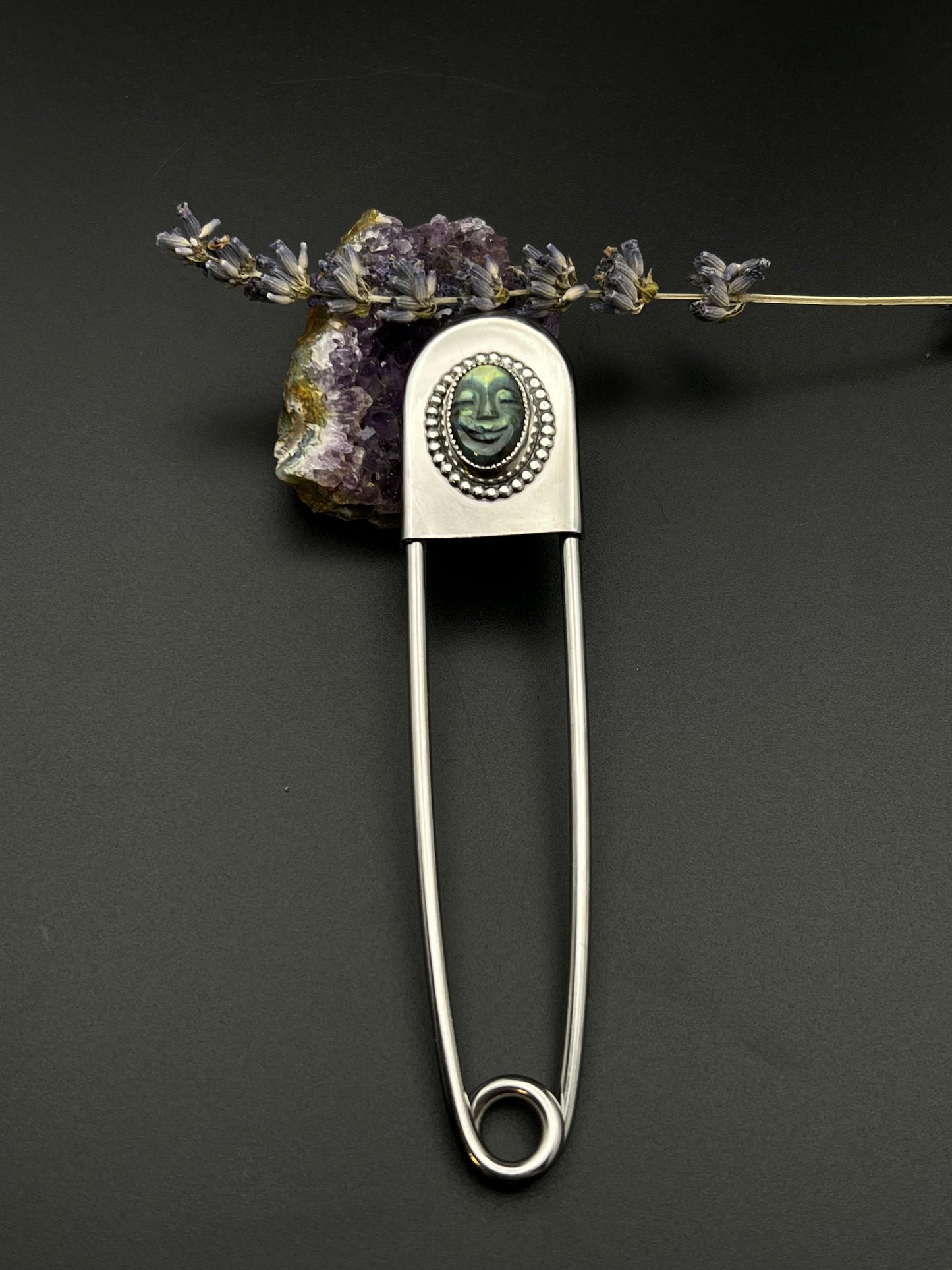 The Labradorite Moon Face Jumbo Safety Pin