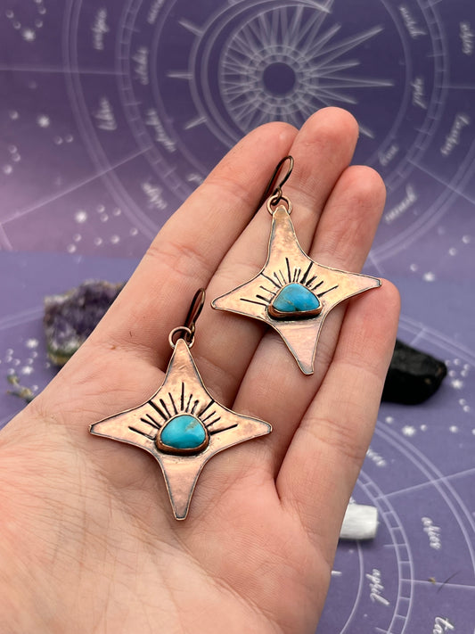 The Starburst Copper Turquoise Earrings