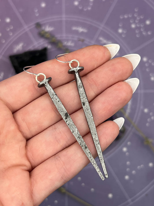 Antique Coffin Nail Earrings