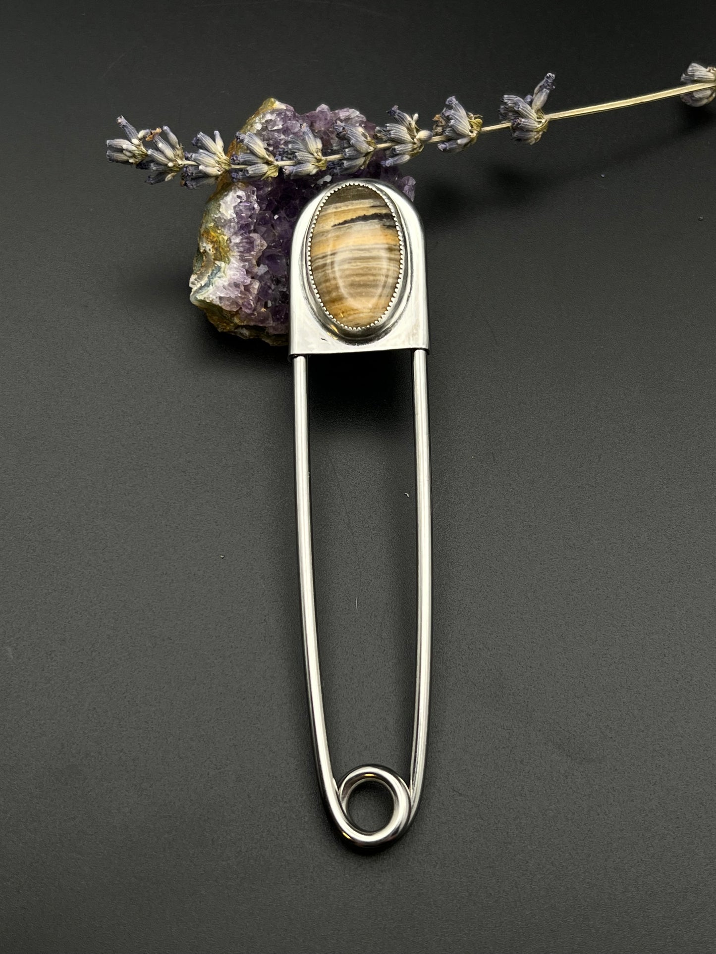 The Petrified Wood Jumbo Safety Pin