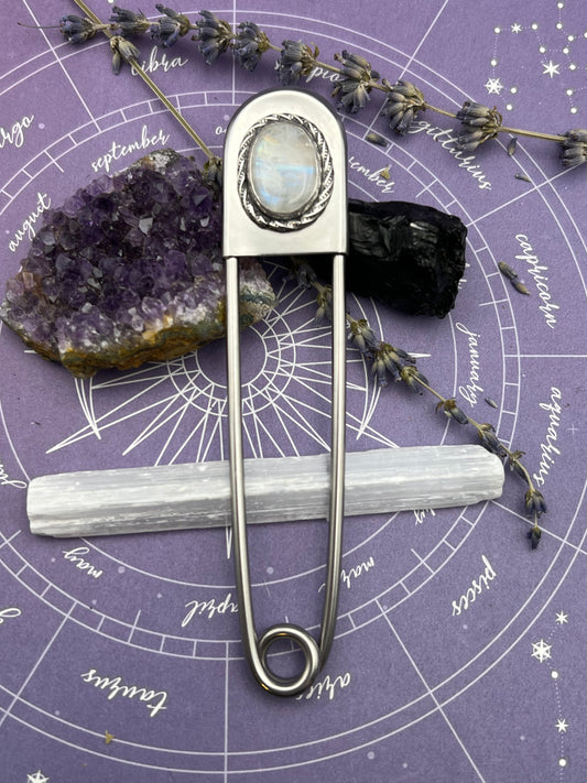 The Rainbow Moonstone Jumbo Safety Pin
