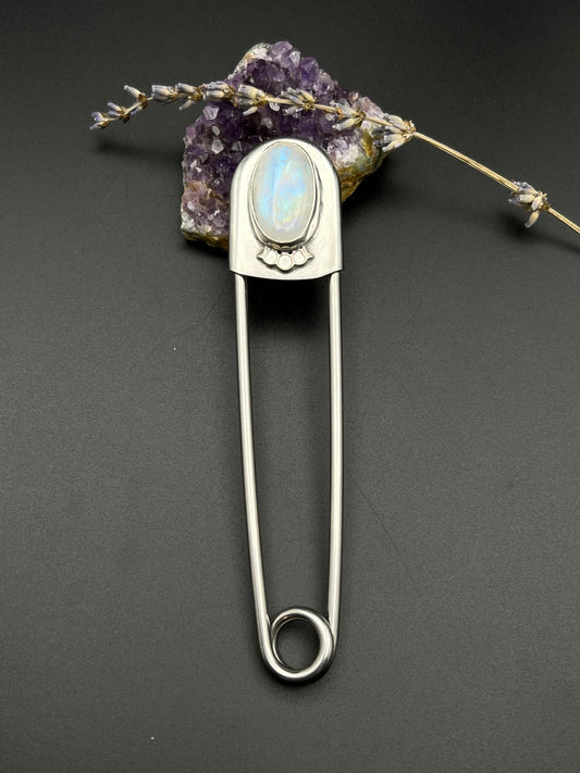 The Rainbow Moonstone Jumbo Safety Pin