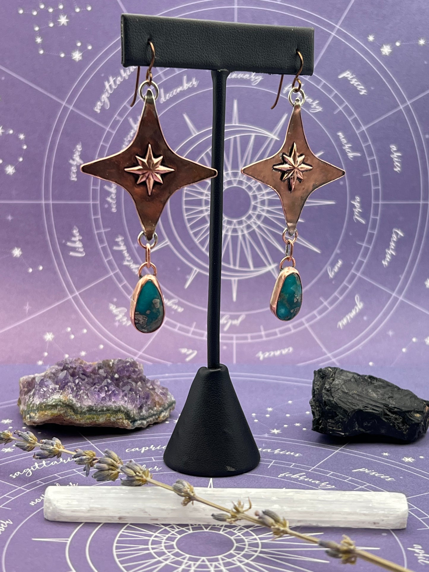 You're A Star Copper Turquoise Earrings
