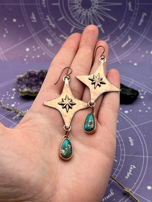 You're A Star Copper Turquoise Earrings