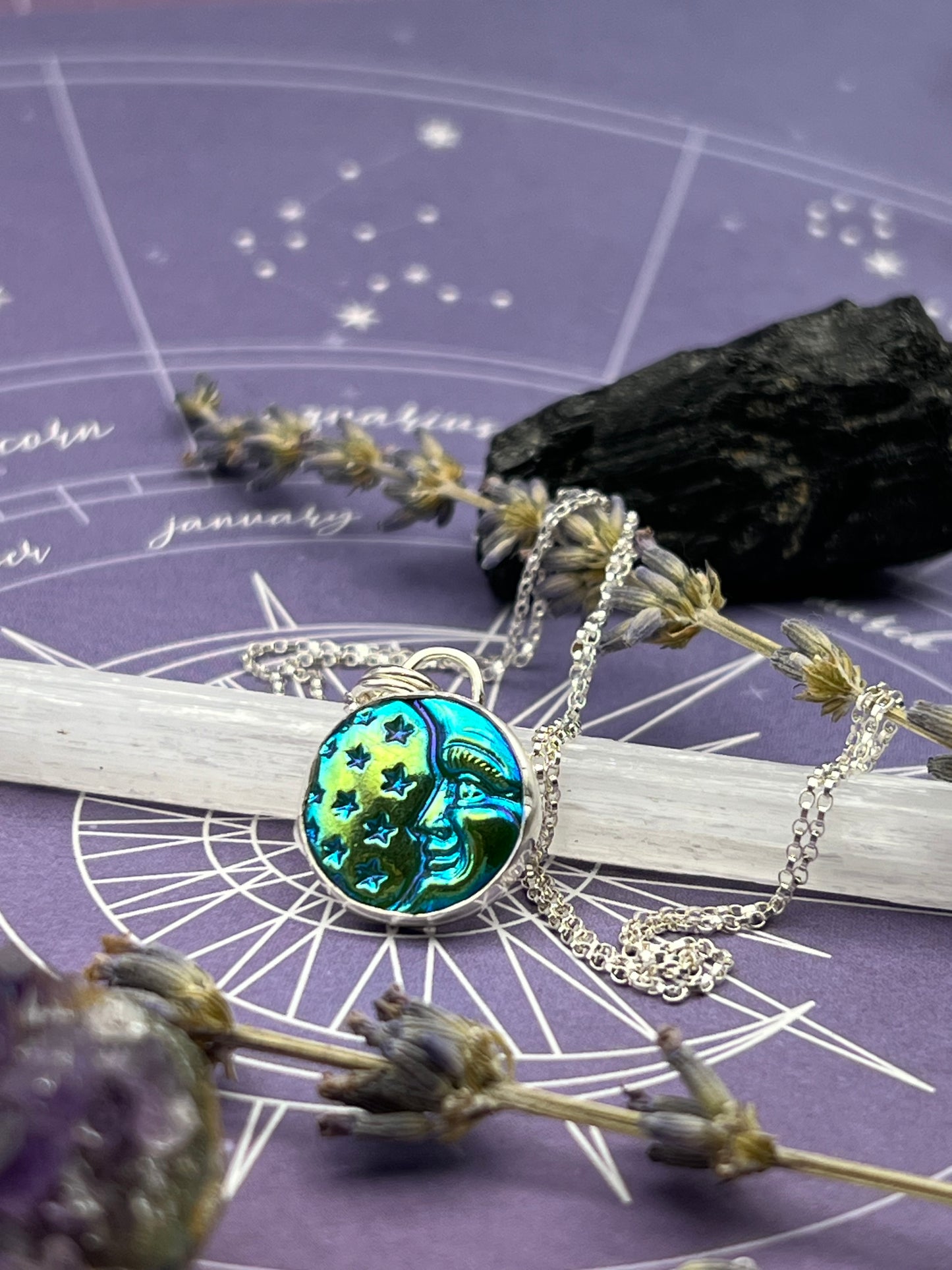 The Aurora Borealis Moon Pendant