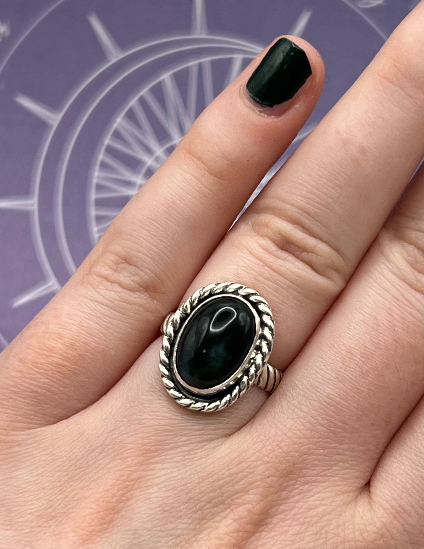 Moss Agate Sterling Silver Ring Size 6.5